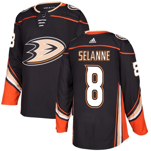 Adidas Ducks #8 Teemu Selanne Black Home Authentic Stitched NHL Jersey